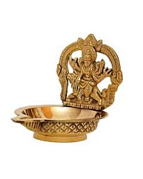 Messing Metall Diya mit Göttin Durga