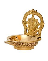 Messing Metaal Diya met Lord Ganesh