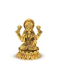 Messing metalen idool - godin Lakshmi op Lotus