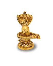 Messing Metaal Shivling met Sheshnaag