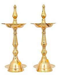 Brass Samay Lamp, Set of Two