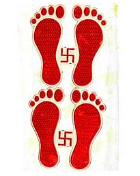Charan Paduka with Swastik Stickers (Plain) - Set of 2