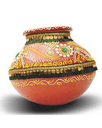 Pot Matka en argile décoré à la main - DCP28