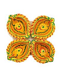 Designer Clay Diya, Gouden Bladeren-vorm (FD-34), 4 st