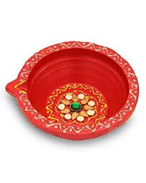 Designer Clay Diya, rose (TD-30), 1pc