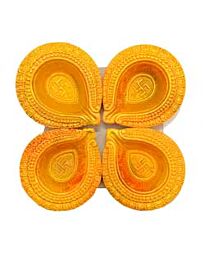 Designer Clay Diya, Manadala avec Swastik (PK-07), 4 pièces