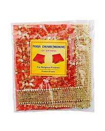 Hindu Puja Chunri - Red Cross Net with Golden Flowers