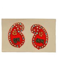 Kundan Shubh-Labh op Rode Mandala Bladeren Sticker