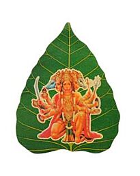 Paper Sticker Panchmukhi Hanuman on Peepal Leaf