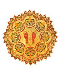 Paper Rangoli Circular Sticker - Sri Charan Paduka - Large 