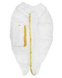 Gestikte Ready to Wear Dhoti met Angvastram Set voor Heren - Wit met gouden rand