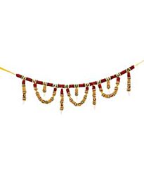 Toran/ Bandanwar - Maroon Golden Flowers with Multicolour Balls