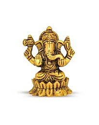 Idole en métal en laiton - Lord Ganpati sur Lotus