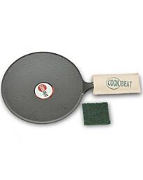 Cookbeat Cast Iron Pre-seasoned Heavy Base Tawa (Skillet) - Round Bottom , 25cm
