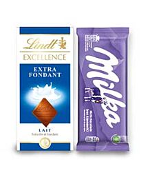 Combo Lindt Excellence et chocolats alpins Milka, 100 g