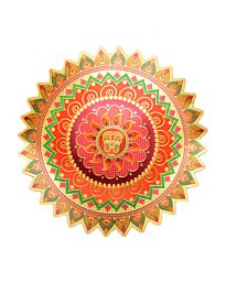 Autocollant rond en papier Rangoli Charan Paduka sur fleur - extra large