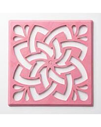 Rangoli Stencil – Interlocking Petal Spiral, Square, Pink
