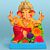 Eco-Friendly 15 Inch Clay Ganpati Idol with Floral Backdrop – Lord Ganesha Murti for Ganesh Chaturthi (ST31, Self Pickup Only)