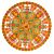 Paper Rangoli Circular Sticker Flower, Kalash & Charan Paduka - Extra Large