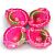 Diya decoratif swastik rose et vert peint a la main, lampes a huile en argile pour Puja et Navratri – lot de 4