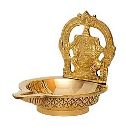 Brass Metal Diya with Lord Ganesh