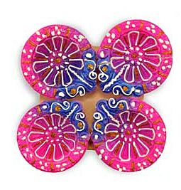 Shop Designer Clay Diya (rond), roze en blauw (FD-59), 4 stuks online – met Ekirana voor alleen maar € 5,99 /