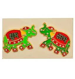 Kundan Shubh-Labh on Green & Red Elephant Sticker