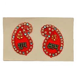 Shop Kundan Shubh-Labh on Red Mandala Leaves Sticker online – with Ekirana for Just €4.99 /