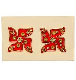 Achetez Autocollants Kundan Swastik (Rouge et Or) - 2pcs en ligne – avec Ekirana pour juste 4,99 € /