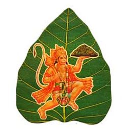 Paper Sticker Lord Hanuman on Peepal Leaf