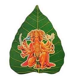 Paper Sticker Panchmukhi Hanuman on Peepal Leaf