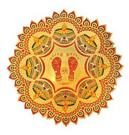 Kaufen Sie Papier-Rangoli-Rundaufkleber – Sri Charan Paduka – groß online ein –mit Ekirana für nur 9,99 € /