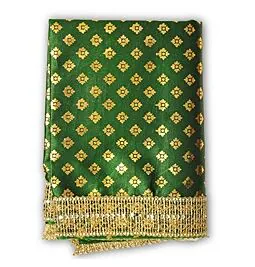 Hindu Puja Chunri - Green with Golden Diamonds
