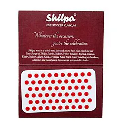 Shilpa Vive Sticker Kumkum- Round Bindi Stickers, Red - No 7