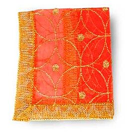Achetez Hindu Puja Chunri - Filet rouge avec de longs cercles ronds dorés en ligne – avec Ekirana pour juste 3,25 € /
