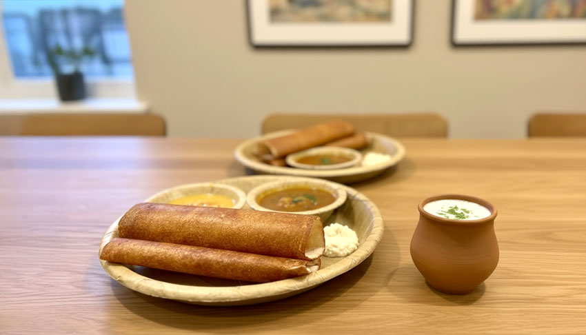 Crispy South Indian dosa served golden brown